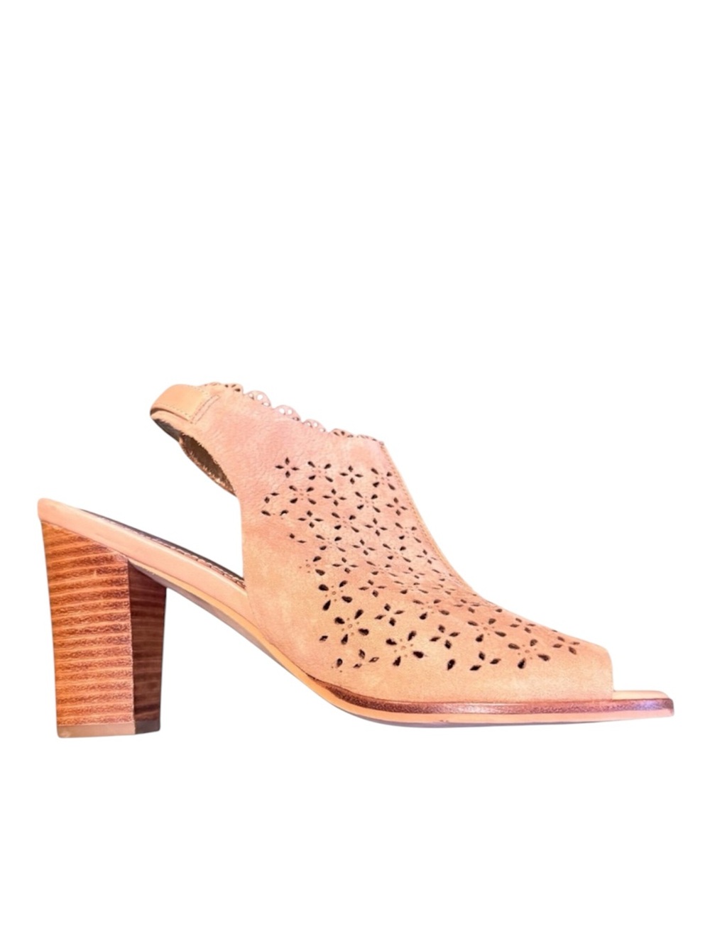 Anthropologie Miss Albright Leather Heel Sandals Women's 8 Peep Toe Boho‎ Retro